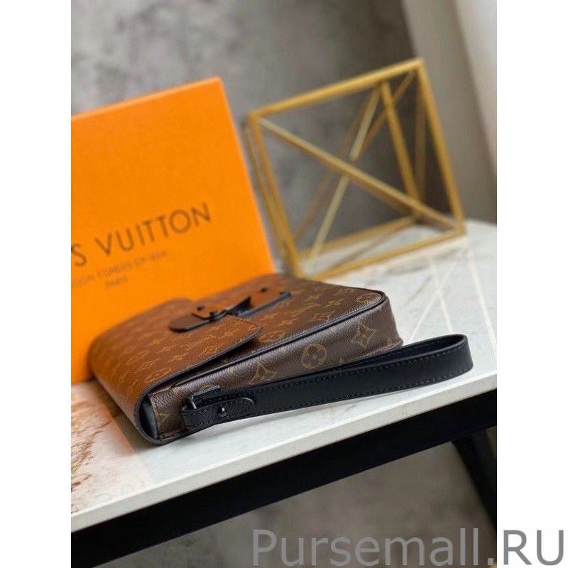 S Lock A4 Pouch Monogram Macassar M80560