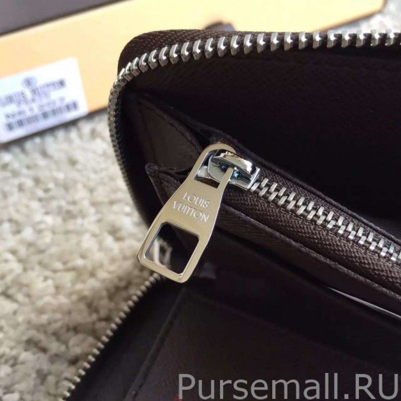 Zippy Wallet Vertical Damier Ebene Canvas N61207
