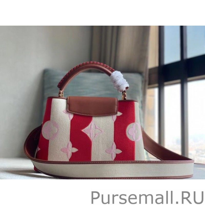 Capucines BB Bag In Striped Canvas M57734