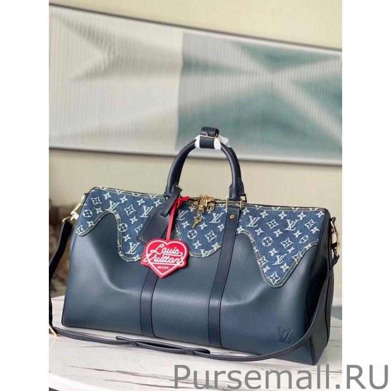Keepall Bandouliere 50 Leather Denim M45975