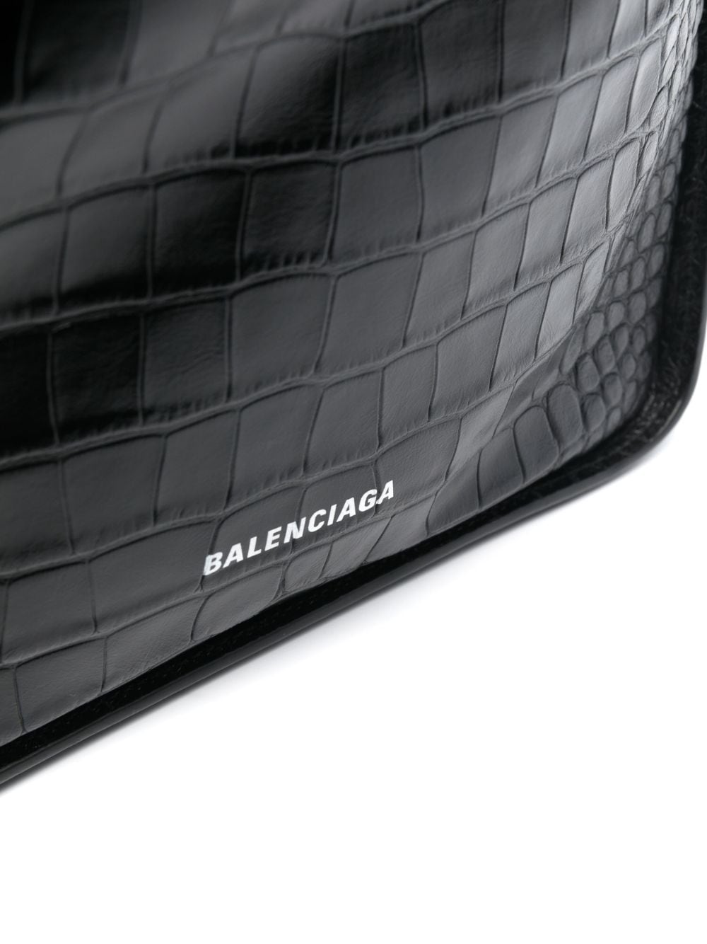 Ba*len*cia*ga xx flap crocodile embossed leather shoulder bag