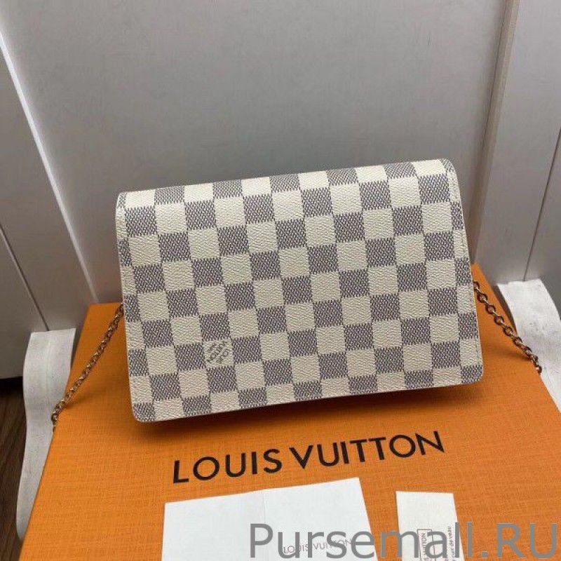 Croisette Chain Wallet Damier Azur N60358