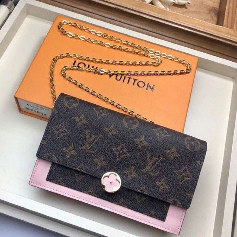 Flore Chain Wallet Monogram Canvas M67405 Pink