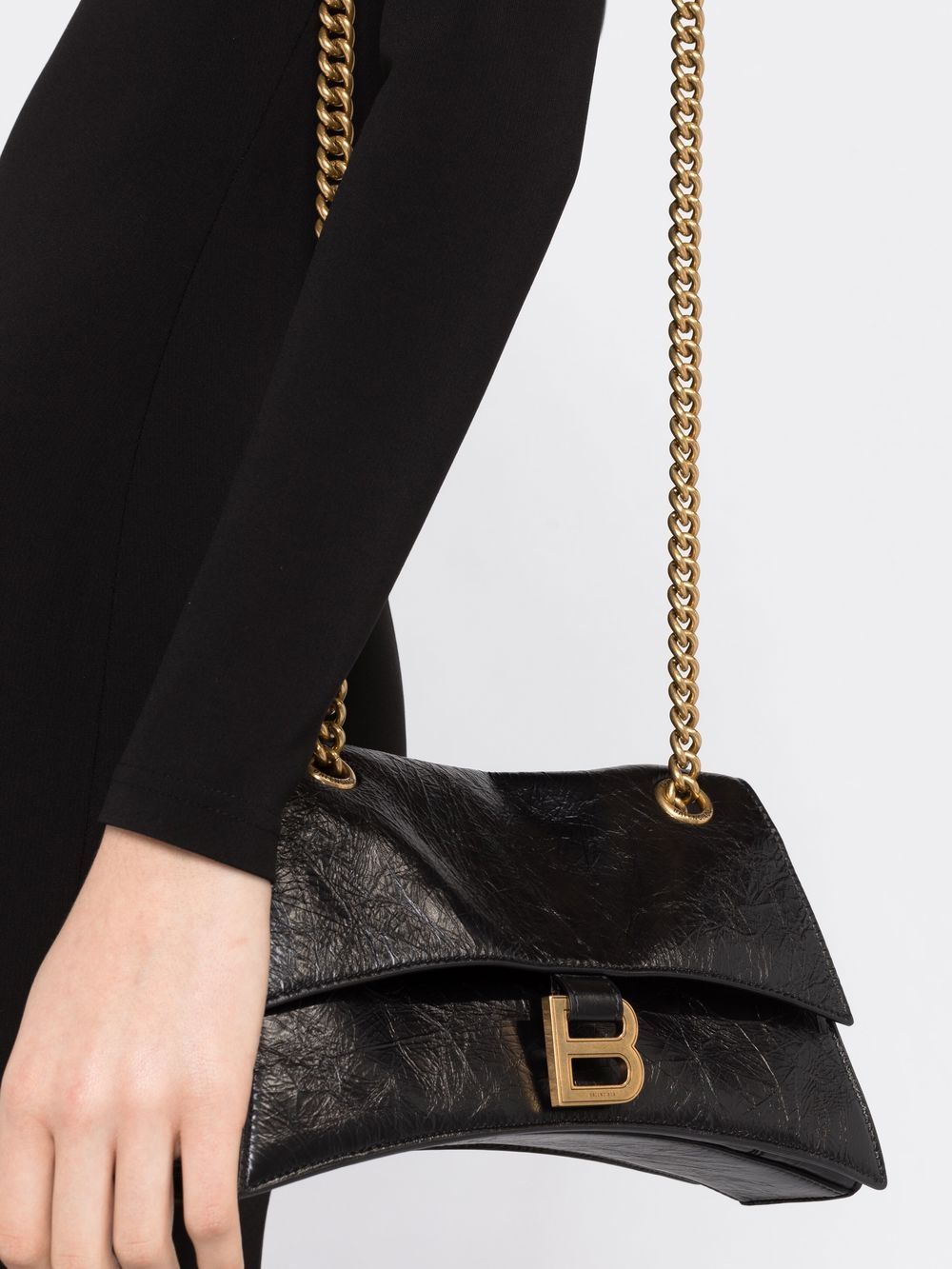 Ba*len*cia*ga crush small leather shoulder bag