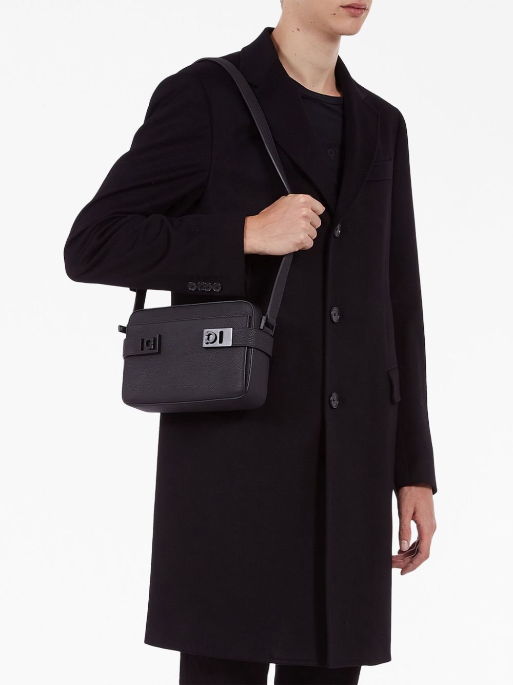 Ferragamo Gancini buckle embellished leather shoulder bag