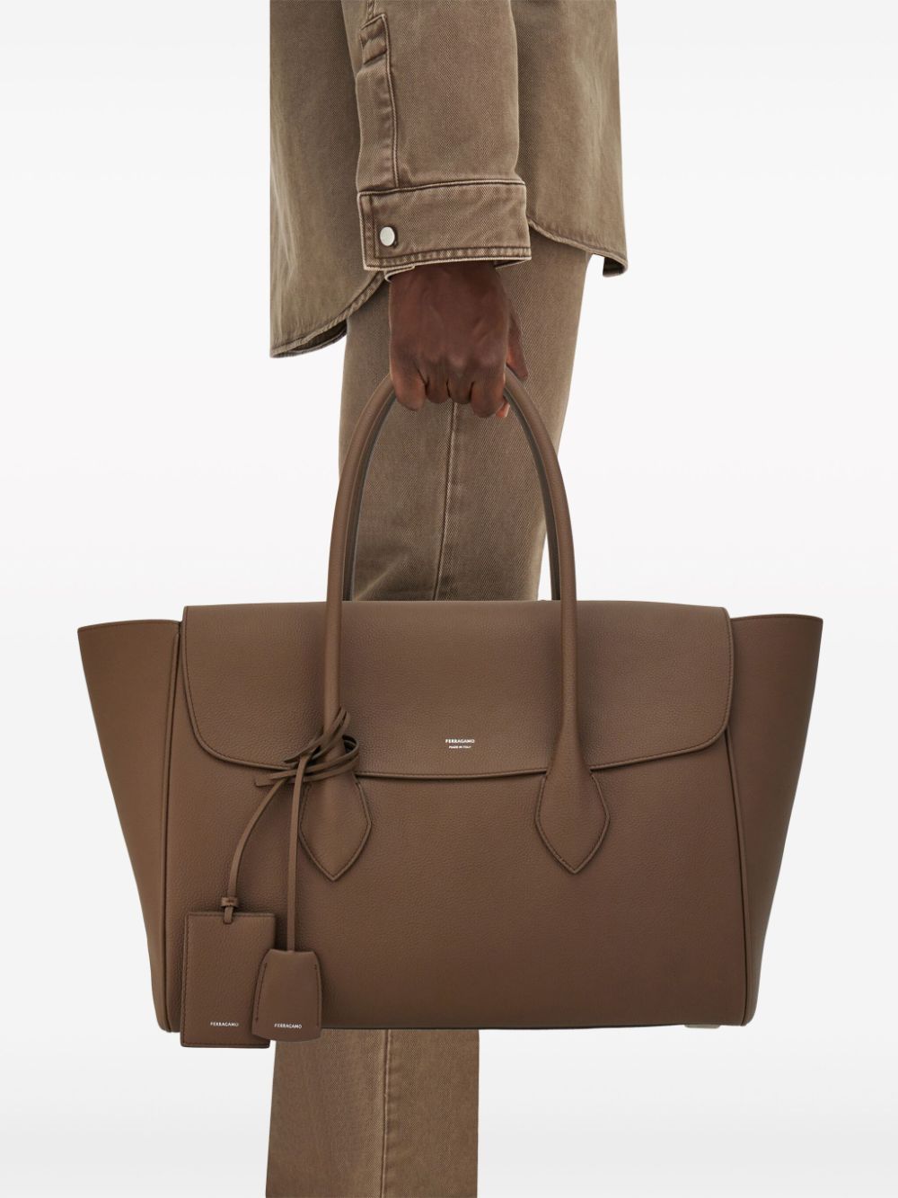 Ferragamo large leather tote bag
