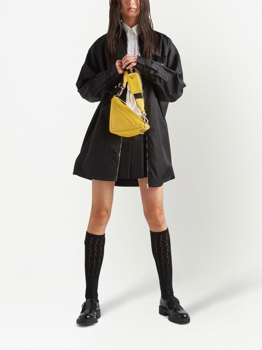 Pra*a triangle leather shoulder bag