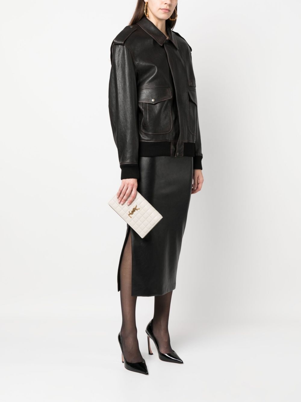Saint Laurent Cassandre matelassé leather clutch