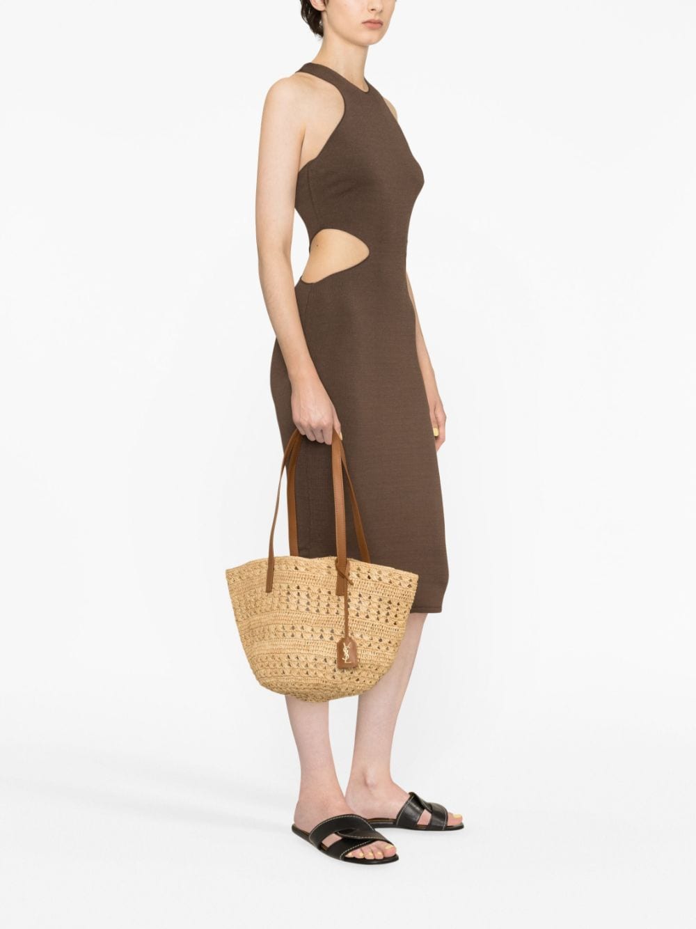 Saint Laurent crocheted raffia tote bag