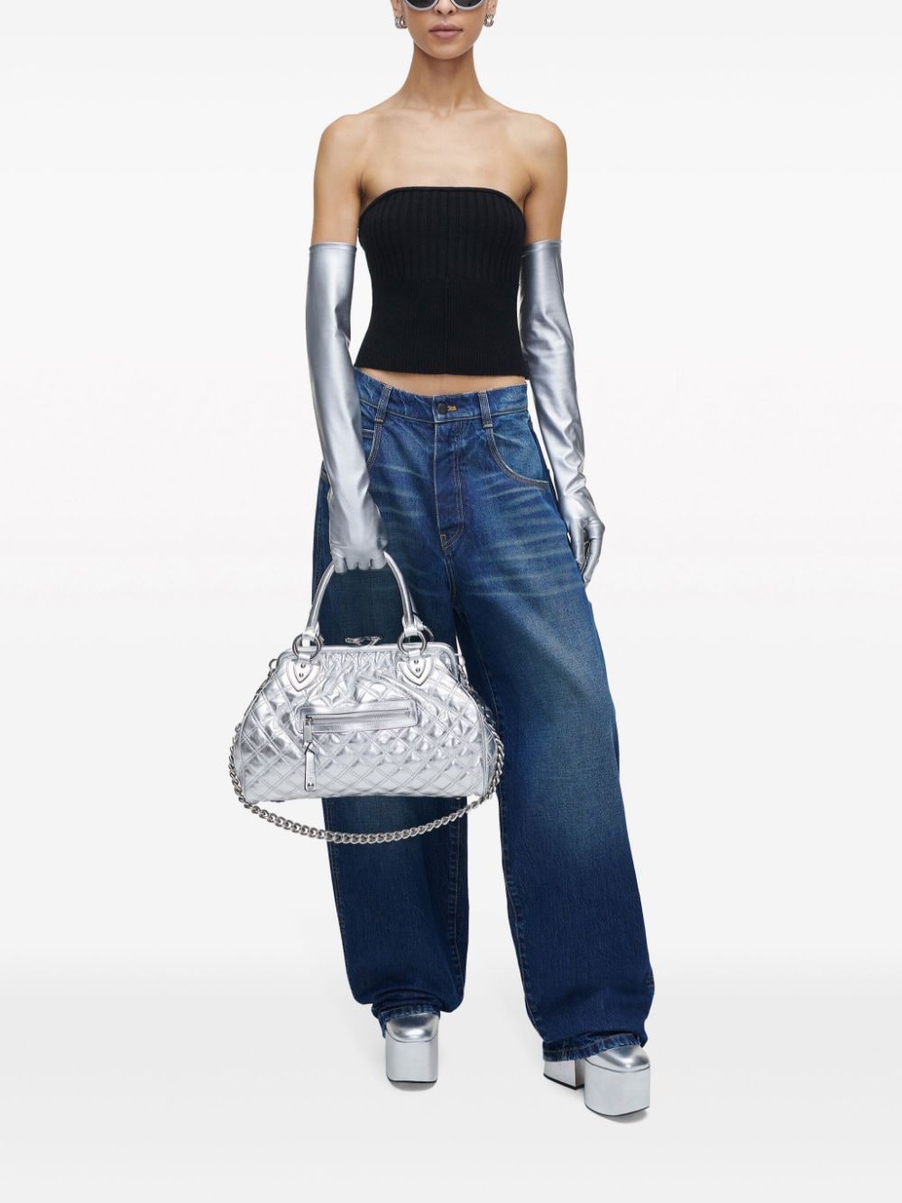 Marc Jacobs Re-Edition Quilted Metallic Leather Stam bag