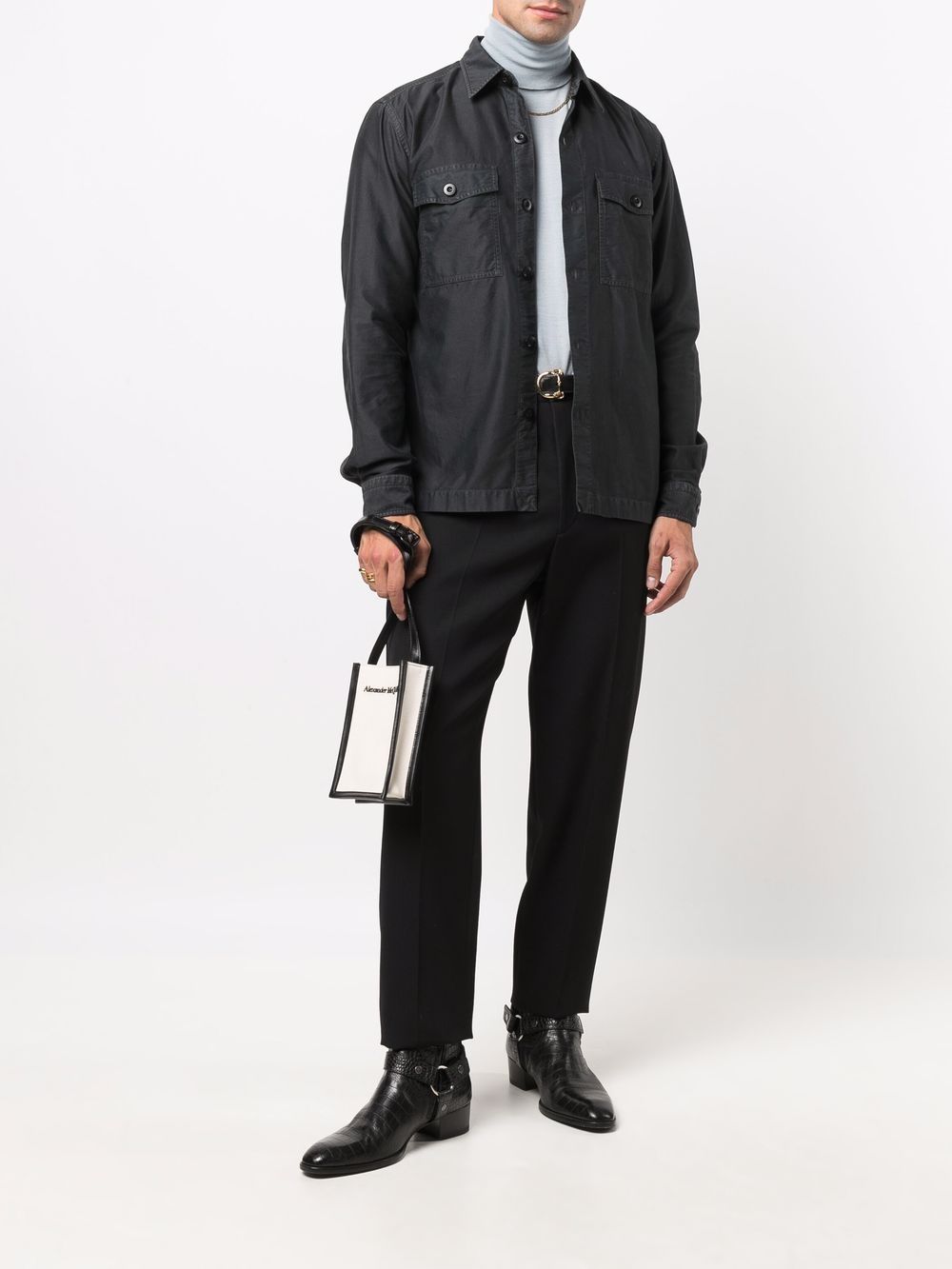 Alexander McQueen embroidered-logo messenger bag