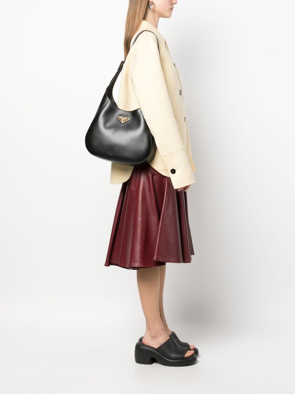 Pra*a symbol triangle-logo leather bag