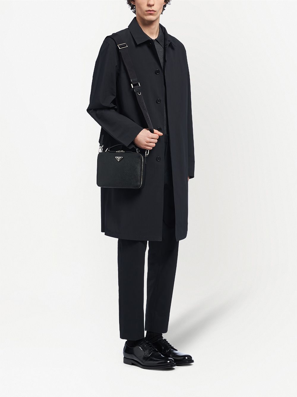 Pra*a brique saffiano leather bag