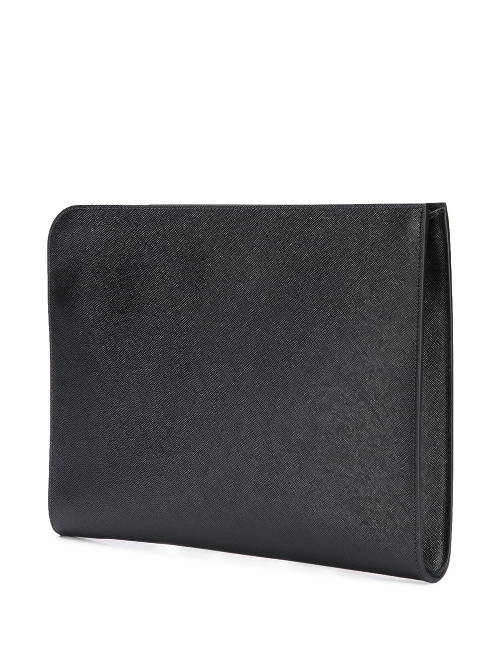 Pra*a triangular enamelled logo clutch