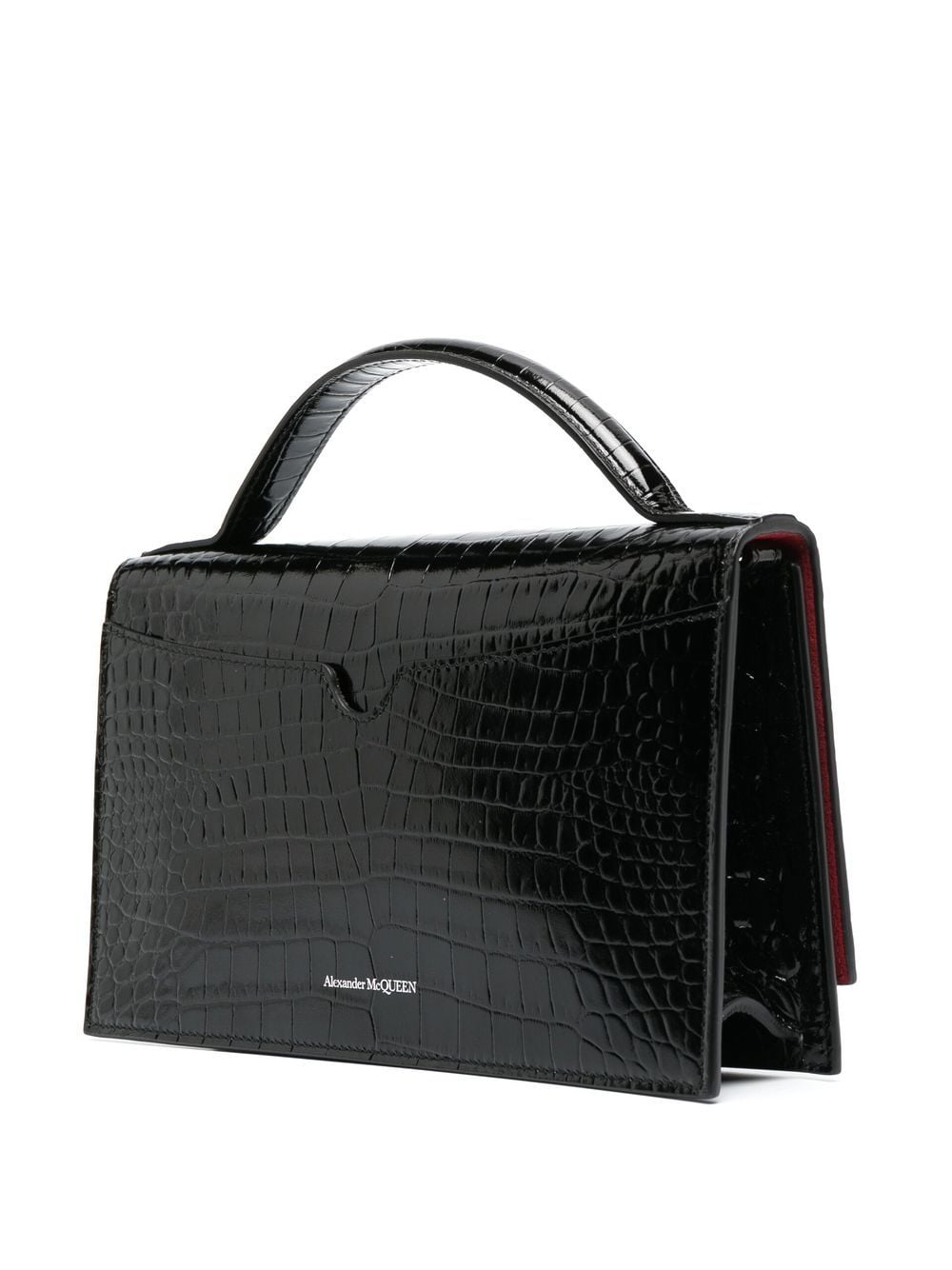 Alexander McQueen crocodile-effect patent leather shoulder bag