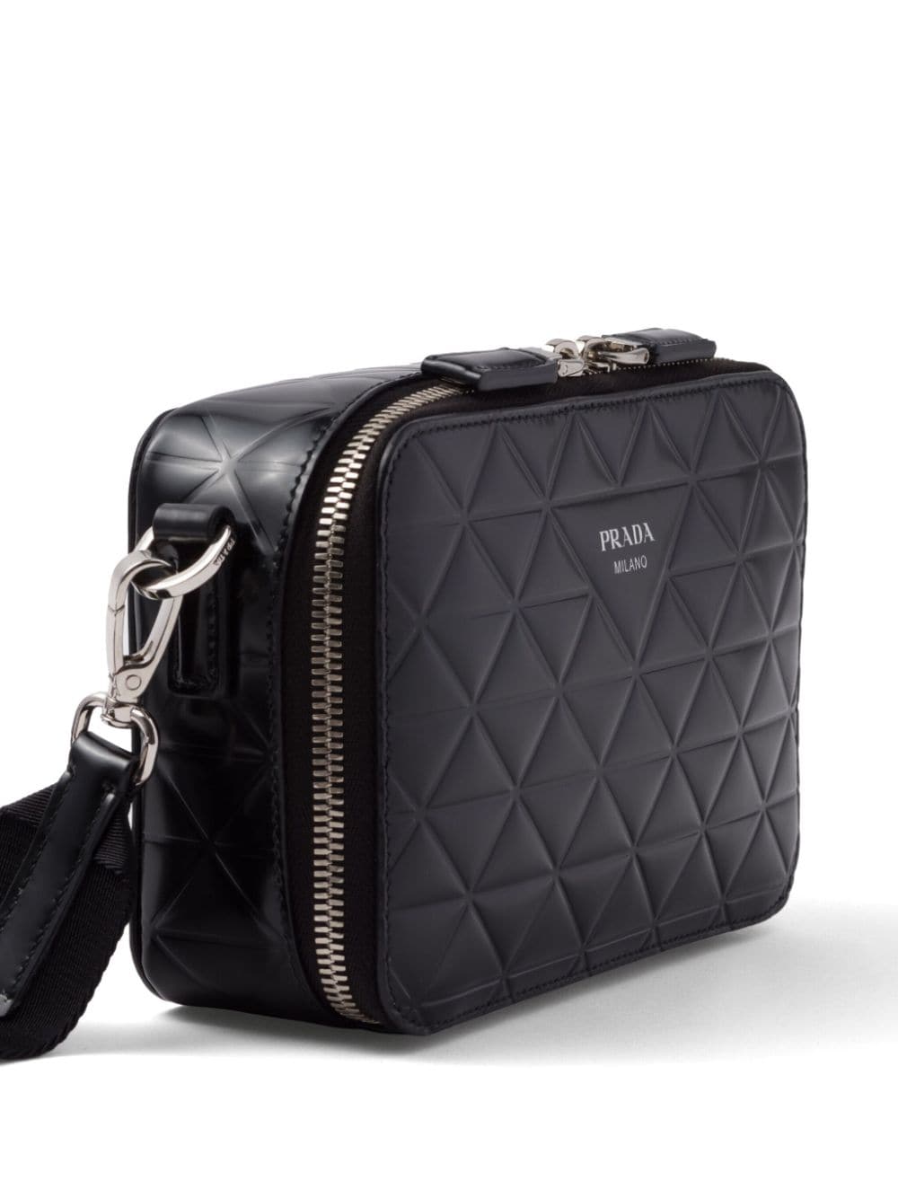 Pra*a brique logo-print leather shoulder bag