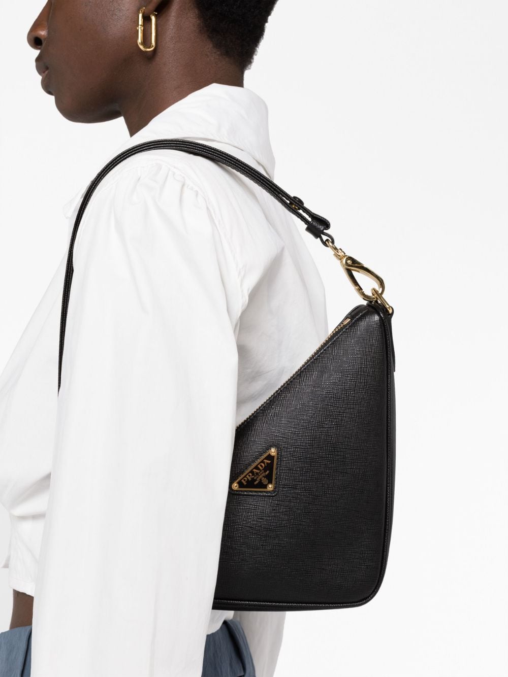 Pra*a triangle leather shoulder bag