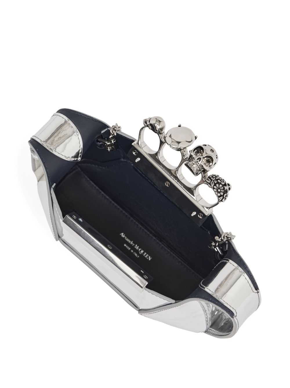 Alexander McQueen metallic Jewelled Hobo mini bag