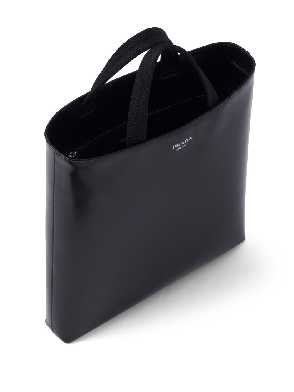 Pra*a logo-stamp leather tote bag