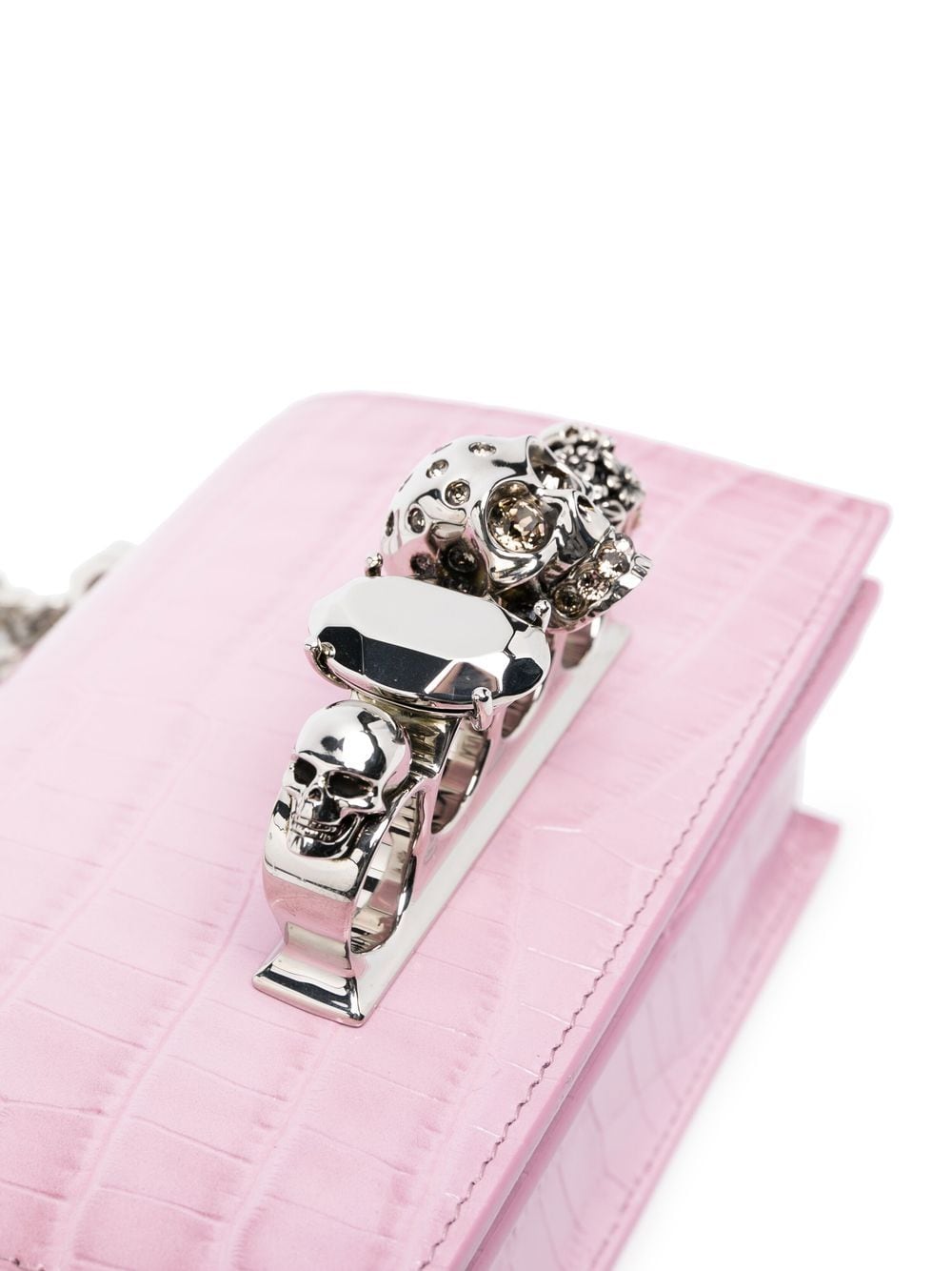 Alexander McQueen Jewelled crocodile-embossed satchel bag