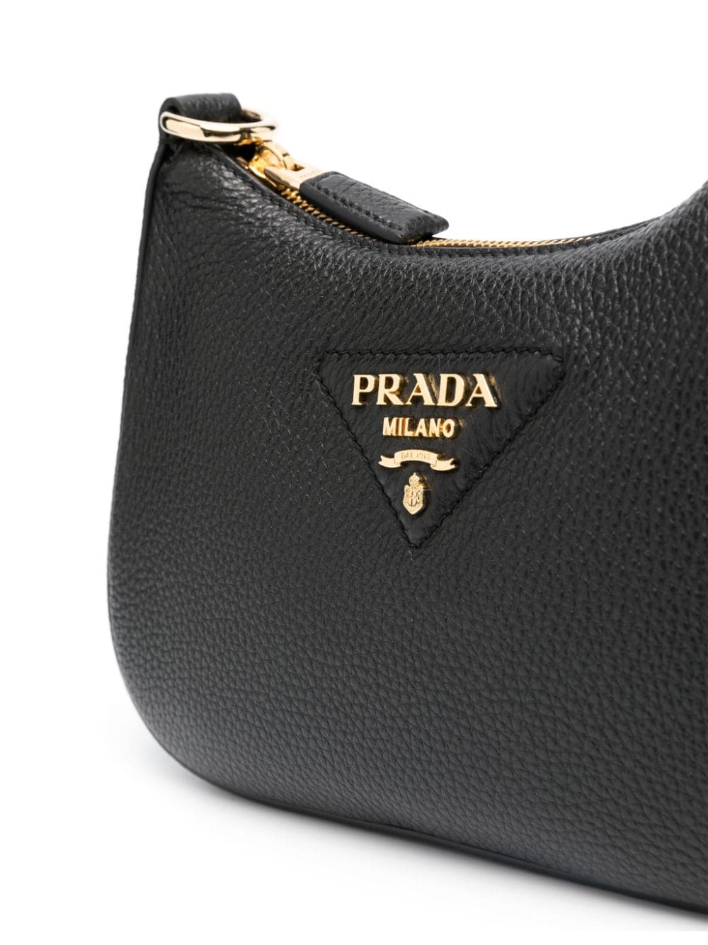 Pra*a enamel-triangle logo leather shoulder bag