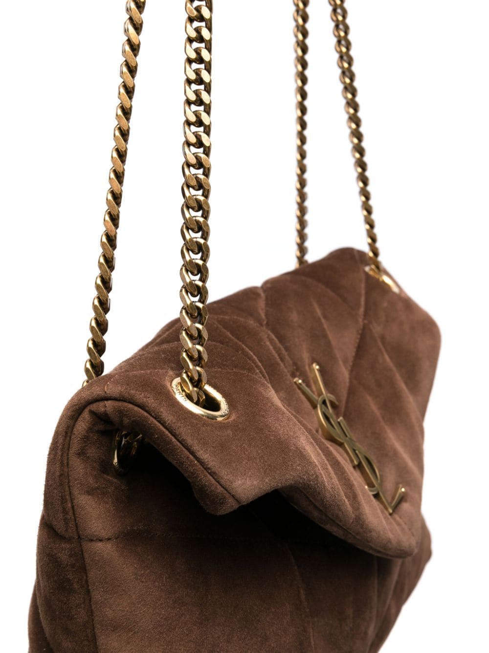 Saint Laurent Loulou Puffer small suede shoulder bag