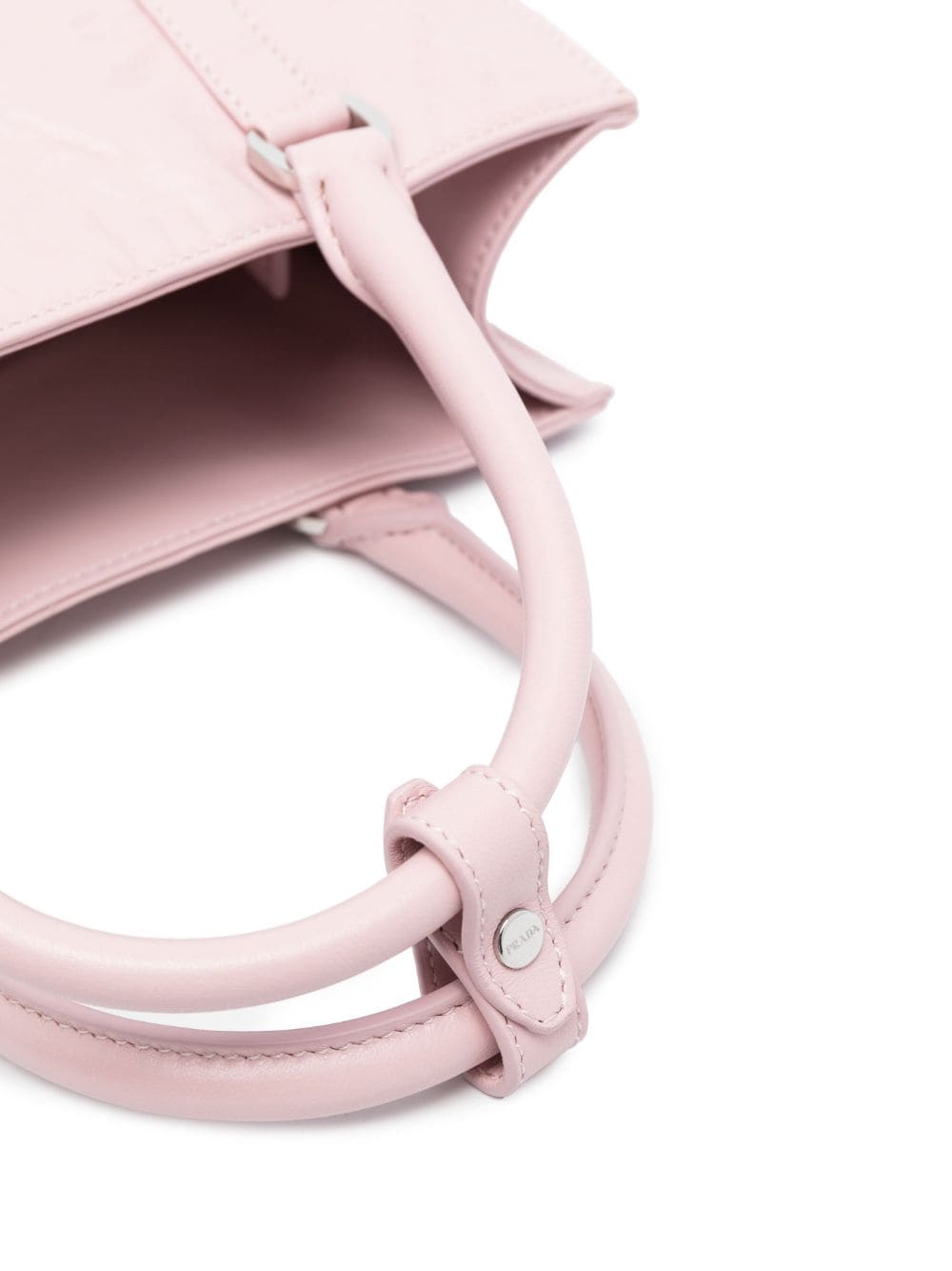 Pra*a logo-plaque crinkle-effect tote bag