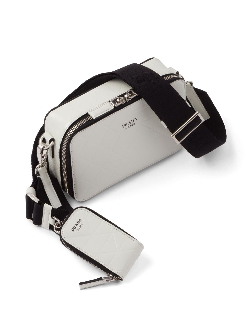 Pra*a brique embossed leather shoulder bag