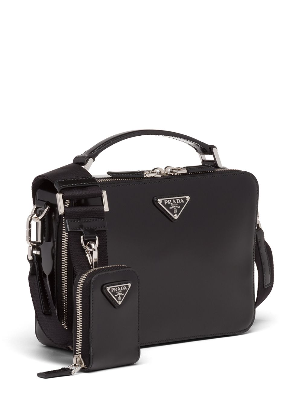 Pra*a brique brushed-leather crossbody bag