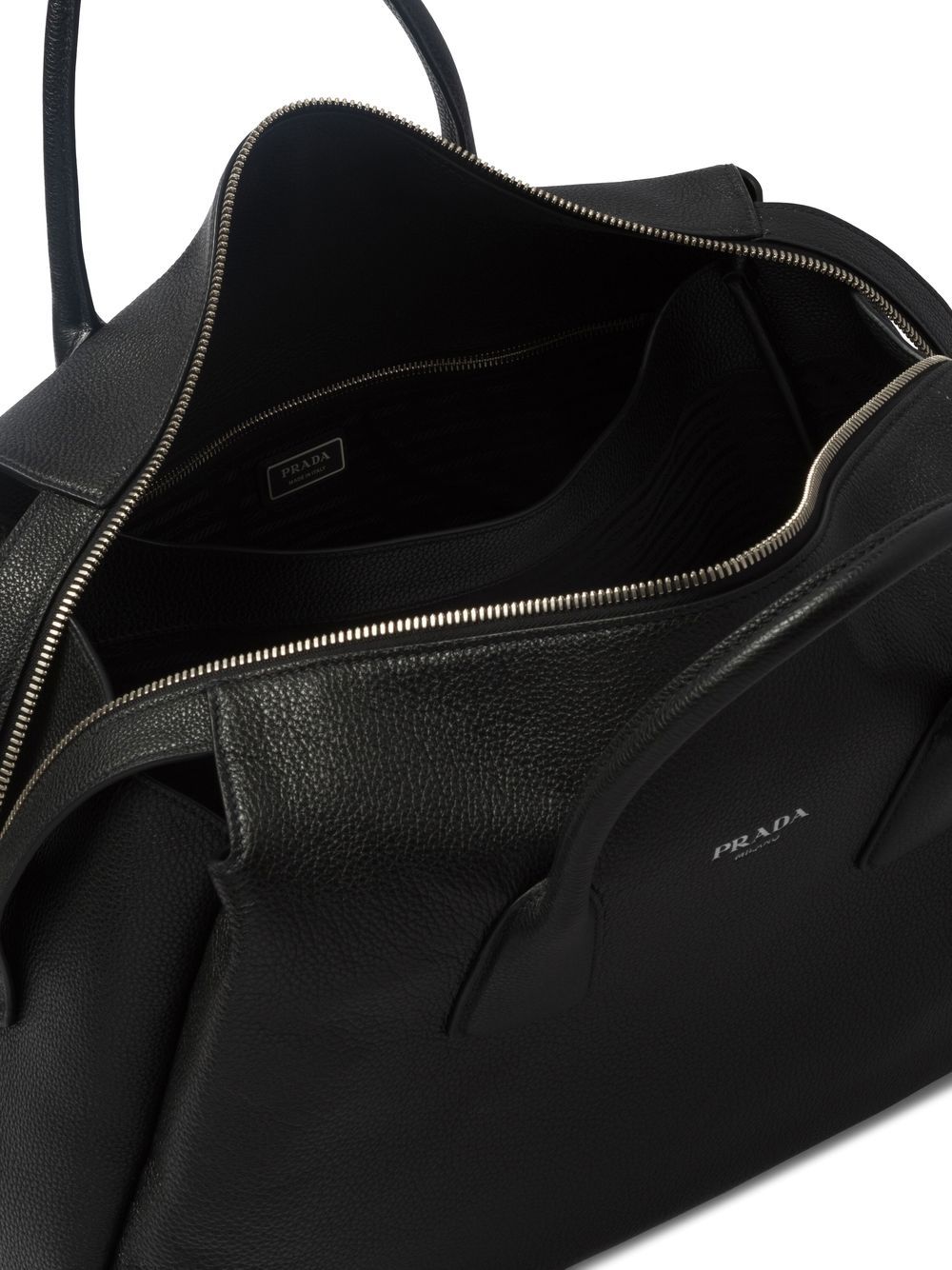Pra*a triangle logo leather travel bag