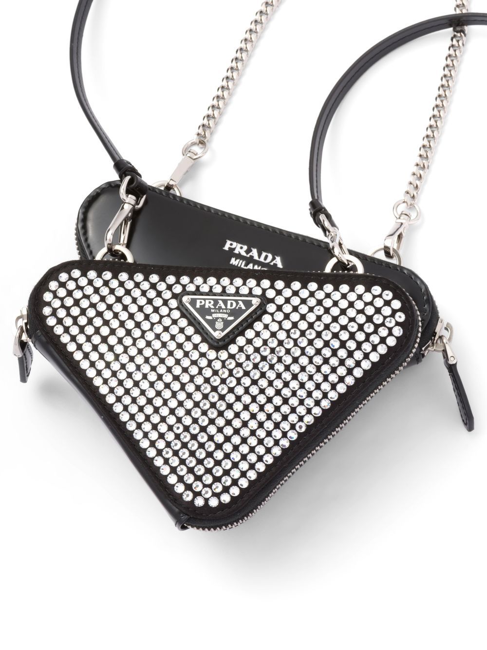 Pra*a mini triangle crystal-embellished crossbody bag