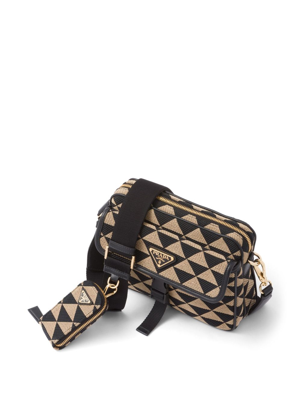 Pra*a symbole embroidered shoulder bag
