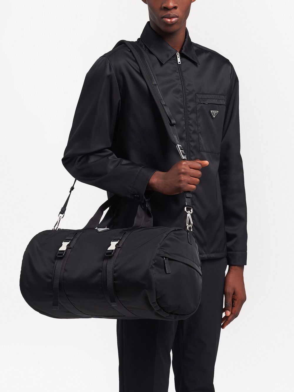 Pra*a triangle-logo duffle bag