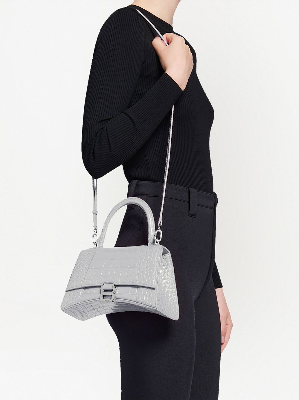 Ba*len*cia*ga small hourglass crocodile-effect tote bag